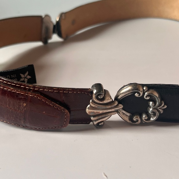 Vintage Brighton Western Black and Brown Leather Waist Belt 1996 Made in USA main image 13